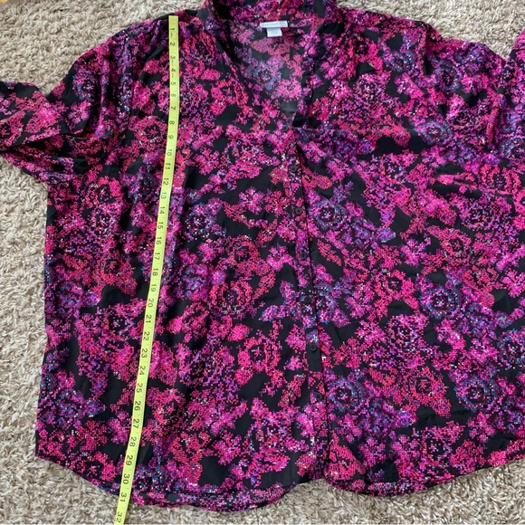 Catherine's Long Sleeve Button Down Collar Shirt Abstract Floral Print size 4X - Picture 11 of 12